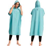 Serviette de plage en microfibre, séchage rapide, robe poncho avec capuche, peignoir de plage, serviette de bain en néoprène,bleu clair