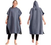 Serviette de plage en microfibre, séchage rapide, robe poncho avec capuche, peignoir de plage, serviette enveloppante pour combinaison, gris foncé