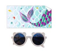 Serviette De Plage En Queue De Poisson 1 Pièce, Lunettes De Soleil De Plage 1 Pièce, Serviette De Natation De Voyage, Serviette De Camping, Serviette De Bain Pliable