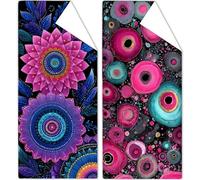 Serviette de Plage Fleur Serviette de Plage XXL 100x200cm Maroc 2 Pièces Drap de Plages Séchage Rapide Anti-Sable, Beach Towel Microfibre Portable pour Cadeau Plages Piscine Yoga Sports Femmes OC-935