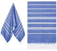Serviette De Plage,Fouta Hammam 180 * 90cm,Drap De Plage Grande,Coton-Légère,Douce Et Absorbante,Fouta Plage Pour Plage,Voyage,Sauna,Blue Royal