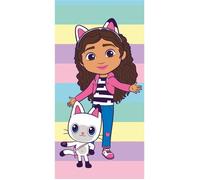 Serviette de Plage - GABBY ET LA MAISON MAGIQUE - 70x140 cm - 100% Coton - Rose - Lavable en Machine