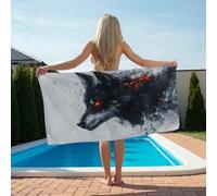 Serviette de Plage Grande XXL 75x150cm Microfibre Abstrait,Serviette Microfibre 2 Pièces Loup Séchage Ultra-Rapide et Anti-Sable Légère,Facile à Transporter Idéale pour Plage,Piscine,Voyages YJ-566