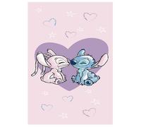 Disney Serviette de plage Lilo et Stitch Love rose 100 % coton 70 x 140 cm