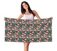Serviette de plage légère avec imprimé flamant rose et plantes succulentes pour homme et femme pour la natation, les bains de soleil, les vacances, le spa, l'extérieur