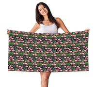 Serviette de plage légère avec imprimé flamant rose et plantes succulentes pour homme et femme pour la natation, les bains de soleil, les vacances, le spa, l'extérieur