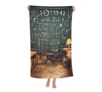 Serviette de plage mathématique 132 x 81 cm, indispensable pour les vacances, séchage rapide, sans sable, serviette de piscine, serviette de bain ultra-absorbante, grande serviette de gym, couvertu