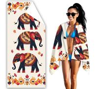 Serviette de Plage Microfibre 100x200cm Grande Serviette de Plage Automne Drap de Plages Éléphant Beach Towel Anti Sable, SéChage Rapide, Drap de Bain Grande Taille pour Plages Voyages Piscine F2-161