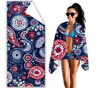 Serviette de Plage Microfibre 100x200cm Grande Serviette de Plage Turquie Drap de Plages Bleu Beach Towel Anti Sable, SéChage Rapide,Drap de Bain Grande Taille pour Plages Voyages Sauna Piscine F2-221