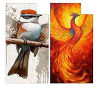 Serviette de Plage Microfibre 60x120cm Grande Serviette de Plage Oiseau Beach Towel Phénix Anti Sable Compacte, Rapide Doux Ultraabsorbant, Serviettes Sport pour Plages Voyages Sauna Piscine VQ-735