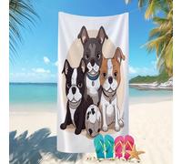 Serviette de Plage Microfibre 70x140 cm Imprimé Bouledogue FrançAis De Dessin Animé Séchage Rapide Anti-Sable Drap de Plage,Serviette de Bain doux Jaune Clair pour Bord de mer, Plage, Fitness, Camping