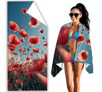 Serviette de Plage Microfibre 76x152 Grande Serviette de Plage Rouge Drap de Plages Fleur Beach Towel Anti Sable, SéChage Rapide, Drap de Bain Grande Taille pour Plages Voyages Sauna Piscine F2-399