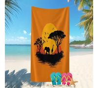 Serviette de Plage Microfibre 80x160 cm éLéMents Animaux des Prairies Séchage Rapide Anti-Sable Drap de Plage,Serviette de Bain Doux Orange pour Bord de mer, Plage, Fitness, Camping, Yoga