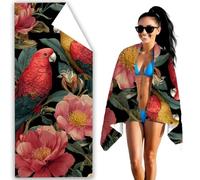 Serviette de Plage Microfibre 90x200cm Grande Serviette de Plage Oiseau Drap de Plages Fleur Beach Towel Anti Sable, SéChage Rapide, Drap de Bain Grande Taille pour Plages Voyages Sauna Piscine F2-877