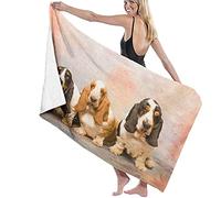 Serviette De Plage Microfibre,Animal Chien Trois Basset Hound Dog Grande Serviette De Plage Légère De Drap De Bain Parfaite pour Les Sports De Remise en Forme De Natation De Voyage D'Hôtel De Fami