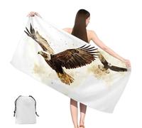Serviette de Plage Microfibre Animal Serviette de Plage XXL 90x200cm, Aigle Beach Towel avec Poches, Séchage Rapide, Anti Sable, Ultra Absorbant Beach Towel pour Femme Voyages Camping Vacances,yj-706