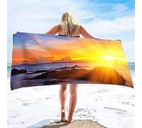 Serviette De Plage Microfibre Anti Sable, Belle Vue Sur La Mer Au Coucher Du Soleil Drap De Plage Grande Taille Séchage Rapide, Serviette De Bain Femme, Serviette De Plage Absorbant Idéal Pour P -3H5W