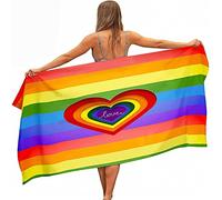 Serviette de Plage Microfibre Arc en Ciel Femme Homme Enfant, Drap de Plage XXL Serviette Plage Anti Sable Aimer à Séchage Rapide Grande Serviette Plage 90x180 pour Bain, Piscine, Camping