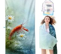 Serviette de Plage Microfibre Bleu et Blanc XL 60x120 cm, Anti Sable Séchage Rapide Grandes Serviette Fleur Femme Homme Cadeaux pour Extérieur Plage Voyages Natation Camping Vacances SYL1 H-C