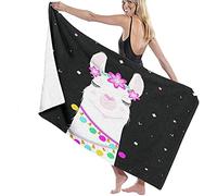 Serviette De Plage Microfibre,Dessin Animé Mignon Lama Alpaga Design Graphique Noir Grande Serviette De Plage Légère De Drap De Bain Parfaite pour Les Sports De Remise en Forme De Natation De Voya