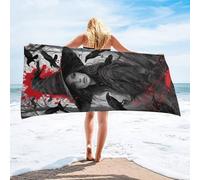 Serviette de Plage Microfibre Femme Homme XL 75 x 150 cm, Séchage Rapide Grandes Serviette Sorcière corbeau Microfibre Anti Sable pour Extérieur, Plage, Voyages, Natation, Camping, Vacances, Y-208
