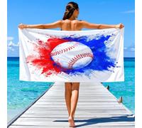 Serviette de Plage Microfibre Modern Dynamic, Drap de Plage Éclaboussure d’Encre Passion Mouvement Sport Baseball Séchage Rapide Anti Sable & Légère, Serviette de Bain 170 cm x 90 cm Accessoire