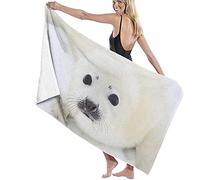 Serviette De Plage Microfibre,Nouveau-Né Phoque du Groenland Chiot Froid Aimable Grande Serviette De Plage Légère De Drap De Bain Parfaite pour Les Sports De Remise en Forme De Natation De Voyage