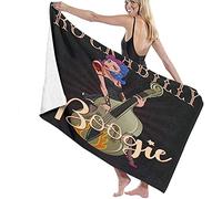 Serviette De Plage Microfibre,Personnage Rockabilly Boogie Vintage Of Pinup Rock Girl Jouant Sur La Broche De Contrebasse Grande Serviette De Plage Légère De Drap De Bain Parfaite Pour Les Sports D
