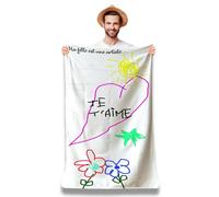 Serviette de Plage Microfibre Personnalisée avec Message Humoristique. Drap de Plage 160x80cm Ultra Absorbant, Séchage Rapide, Léger et Compact. Idée Cadeau Femme Homme Ado Anniversaire Noel