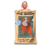 Serviette de Plage Microfibre Personnalisée avec Message Humoristique. Drap de Plage 160x80cm Ultra Absorbant, Séchage Rapide, Léger et Compact. Idée Cadeau Femme, Fête des Grand-Mères Noel