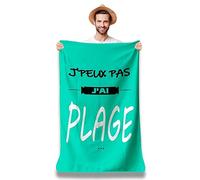 Serviette de Plage Microfibre Personnalisée avec Message Humoristique. Drap de Plage 160x80cm Ultra Absorbant, Séchage Rapide, Léger et Compact. Idée Cadeau Femme Homme Ado Anniversaire Noel