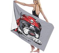 Serviette De Plage Microfibre,Portrait De Bouledogue Français dans Un Bandana De Pirate Grande Serviette De Plage Légère De Drap De Bain Parfaite pour Les Sports De Remise en Forme De Natation De