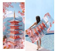 Serviette de Plage Microfibre - Séchage Rapide & Anti-Sable tapis de plages - Drap de Plage XXL 100 x 200 cm - Compacte & Légère Serviettes Sport - Grande Serviette Piscine - Loft au mont Fuji m-370