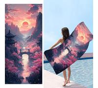 Serviette de Plage Microfibre - Séchage Rapide & Anti-Sable tapis de plages - Drap de Plage XXL 70 x 140 cm - Compacte & Légère Serviettes Sport - Grande Serviette Piscine - Loft avec vue m-332