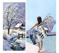 Serviette de Plage Microfibre - Séchage Rapide & Anti-Sable tapis de plages - Drap de Plage XXL 90 x 200 cm - Compacte & Légère Serviettes Sport - Grande Serviette Piscine - Paysages d'hiver m-239