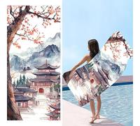 Serviette de Plage Microfibre - Séchage Rapide & Anti-Sable tapis de plages - Drap de Plage XXL 90 x 200 cm - Compacte & Légère Serviettes Sport - Grande Serviette Piscine - Vue du Loft m-373