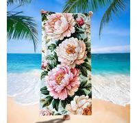 Serviette de Plage Microfibre, Serviette de Plage Compacte et Légère, Sable, Séchage Rapide, Ultra-absorbante, Classique Usine Pivoine(2) Modèle, Serviettes Natation pour Adultes 90x180 cm d9j-489