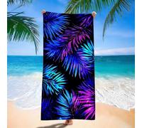 Serviette de Plage Microfibre, Serviette de Plage Compacte, Peu Encombrante, Sable, Séchage Rapide, Ultra-absorbante, Classique Usine Bleu Modèle, Serviettes Natation pour Adultes 90x180 cm d9j-487