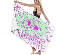 Serviette De Plage Microfibre,Street Skull Skateboard Skate Boy Urban Graffiti Skater Skater Grande Serviette De Plage Légère De Drap De Bain Parfaite pour Les Sports De Remise en Forme De Natation