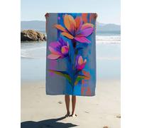 Serviette de Plage Microfibre XXL 160 x 80 cm, Fleur Serviette Microfibre Plante Motif Design, Drap de Plage Légère, Anti-Sable Et à Séchage Rapide, Ultra-Absorbante pour Voyages, Natation I36-DR