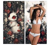 Serviette de Plage Microfibre XXL 2 Pièces 60x120cm Lapin Anti-Sable & Séchage Rapide Grande Taille,Légère,Compacte et Portable,Rose Serviette de Bain Absorbante pour Plage,Piscine,Voyage,Yoga YJ-813