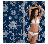Serviette de Plage Microfibre XXL 2 Pièces 60x120cm Marine Anti-Sable & Séchage Rapide Grande Taille, Légère, Compacte, Simple Serviette de Bain Absorbante pour Plage, Piscine, Voyage, Yoga YJ-769