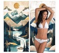 Serviette de Plage Microfibre XXL 2 Pièces 60x120cm Paysage Anti-Sable Séchage Rapide Grande Taille,Légère,Compacte,Coucher de soleil Serviette de Bain Absorbante pour Plage,Piscine,Voyage,Yoga YJ877