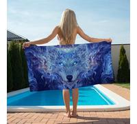 Serviette de Plage Microfibre XXL 2 Pièces 70x140cm Abstrait Anti-Sable & Séchage Rapide Grande Taille, Légère, Compacte, Loup Serviette de Bain Absorbante pour Plage, Piscine, Voyage, Yoga YJ-393
