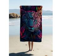 Serviette de Plage Microfibre XXL 200 x 100 cm, Léopard Serviette Microfibre Animal Motif Design, Drap de Plage Légère, Anti-Sable Et à Séchage Rapide, Ultra-Absorbante pour Voyages, Natation BHL-LH