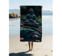 Serviette de Plage Microfibre XXL 200 x 100 cm, Zen Serviette Microfibre Fleur Motif Design, Drap de Plage Légère, Anti-Sable Et à Séchage Rapide, Ultra-Absorbante pour Voyages, Natation 7PM-7G