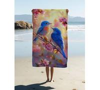Serviette de Plage Microfibre XXL 200 x 90 cm, Oiseau Serviette Microfibre Plante Motif Design, Drap de Plage Légère, Anti-Sable Et à Séchage Rapide, Ultra-Absorbante pour Voyages, Natation V4X-8Y