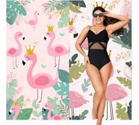 Serviette de Plage Microfibre XXL 60x120 cm 2 Pièces Serviettes Plage Absorbant, Séchage Rapide, Anti-Sable, Portabilité Grande Drap de Bain, pour Fitness, Camping, Yoga (Dessin Animé Flamant) S-377