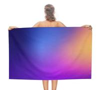 Serviette de plage minimaliste en microfibre anti-sable - Couleur dégradée - Bleu, violet, jaune - Grande serviette de douche multi-usages absorbante pour salle de bain et piscine - 130 x 80 cm