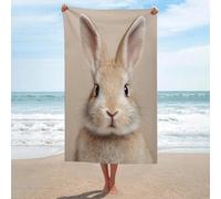 Serviette de plage minimaliste en microfibre anti-sable - Portrait de lapin mignon - Grande serviette de douche multi-usages absorbante pour salle de bain et piscine - 130 x 80 cm